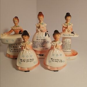 Enesco Prayer Lady Kitchen Set in Pink and Cream